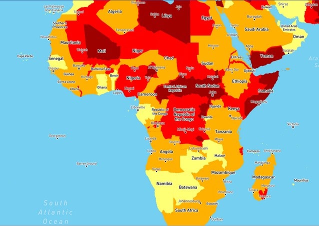 Bezpečnost v Africe - mapa států