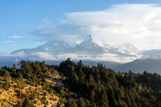 Výhled z Poon Hill - Annapurny, Dhaulaghiri