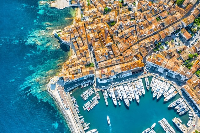 Přístav Saint Tropez aerial pohled z výšky