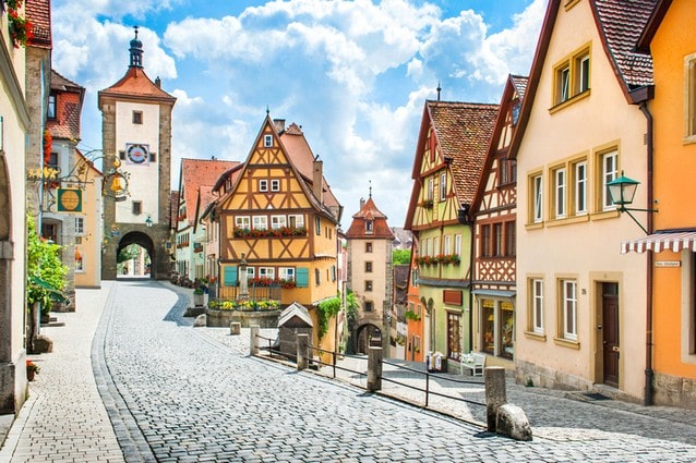 Bavorské městečko Rothenburg, hrázděné domy