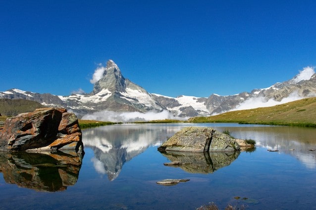 Švýcarsko, jezero, Matterhorn, Zermatt