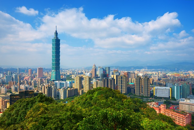 Taipei, výhled s mrakodrapem
