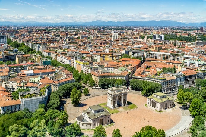 Miláno, Itálie, výhled na město
