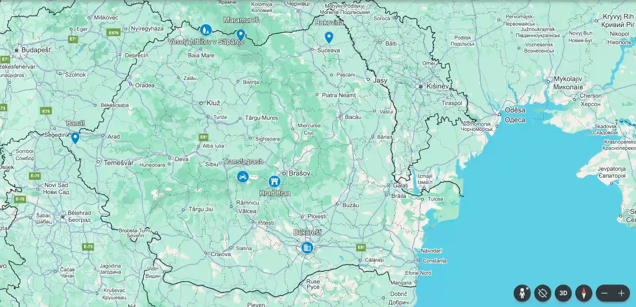 Rumunsko mapa